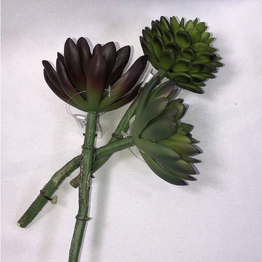 New 3 Pc Faux Succulent Picks Bouquet Fake Succulents Echeveria Pick